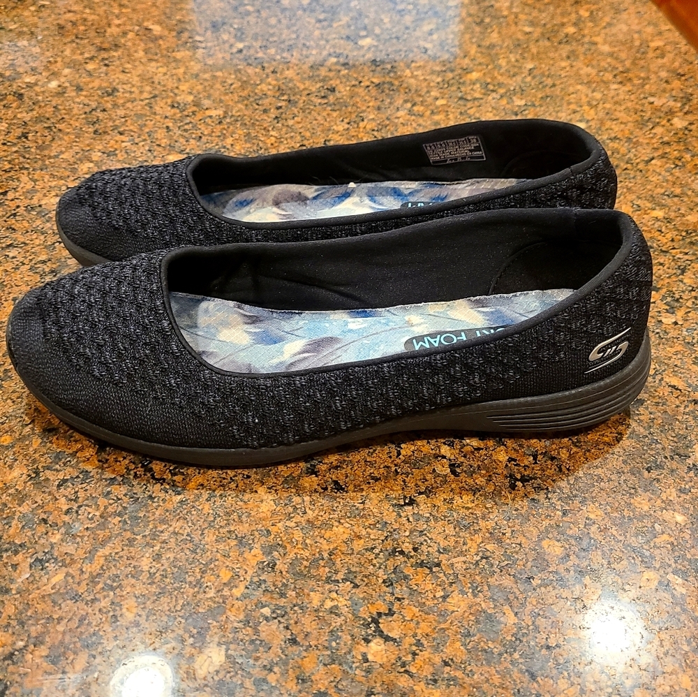 Skechers black flats memory foam